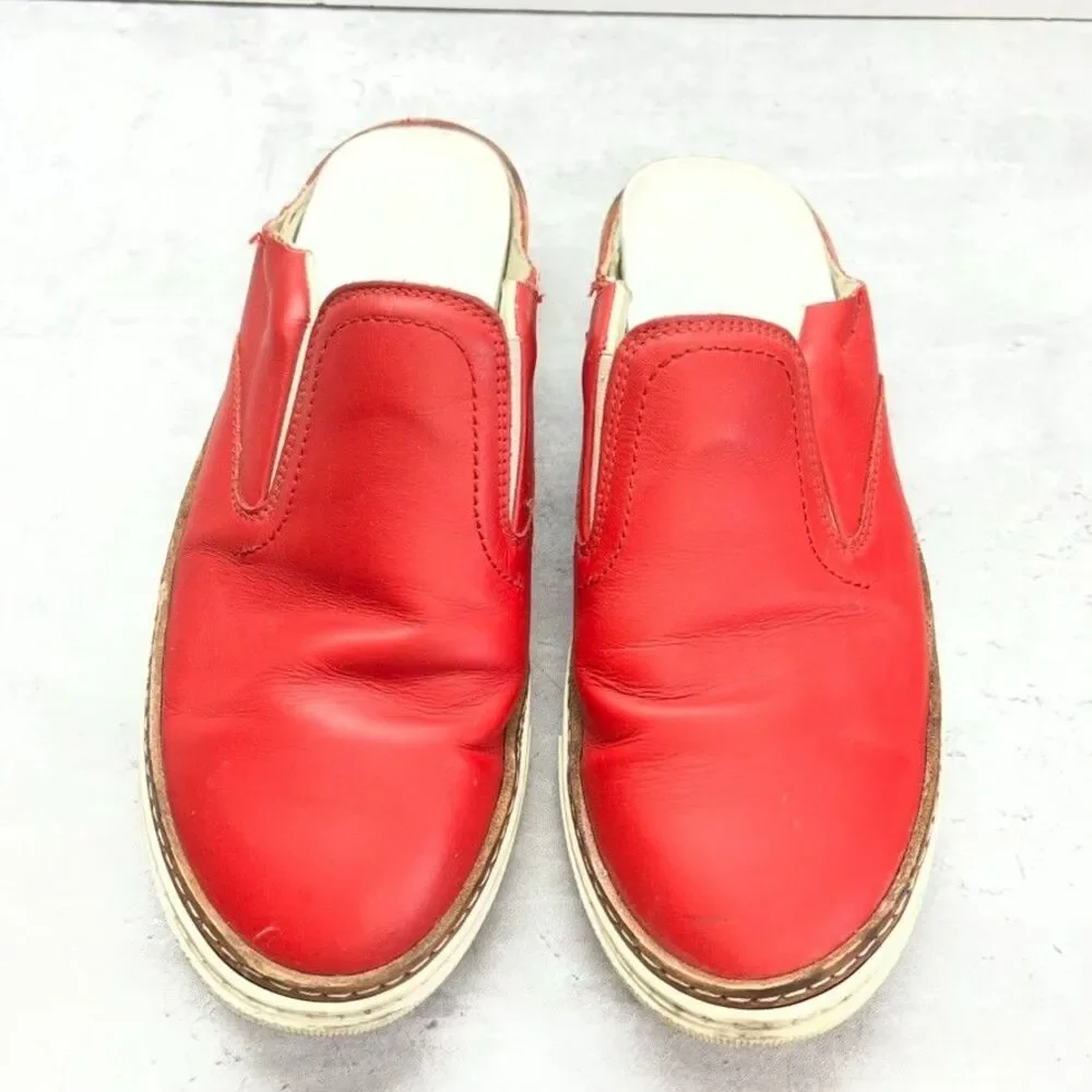 Maison Martin Margiela Red Leather Comfort Slip On Mule Shoes Mens Size 39/40